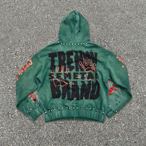 เสื้อฮู้ดดี้ครอปทรงบ็อกซี่โอเวอร์ไซส์ ผ้าฝ้าย 100% ย้อมสีแบบแอซิดวอช สไตล์วินเทจ พิมพ์ลายสกรีน  สำหรับฤดูหนาว เป็นมิตรกับสิ่งแวดล้อม - Product Image 2