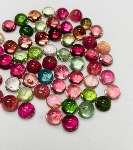 Cabujón de Turmalina Multicolor, Selección de Piedras Naturales Curativas, Alta Calidad, Juego de Colores para Joyería Artística, Artesanía Atemporal - Product Image 1