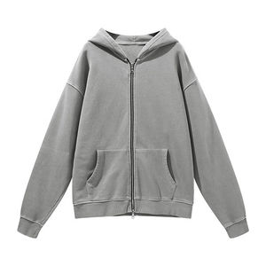 Sweats à capuche à fermeture éclair délavés à l'acide pour hommes, sweat-shirt décontracté personnalisé de haute qualité, impression numérique unisexe, teint uni pour l'hiver - Product Image 5