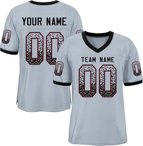 Camisetas de fútbol americano con logotipo de nombre personalizado OEM malla de secado rápido poliéster transpirable talla grande ropa de equipo manga corta al por mayor - Product Image 4