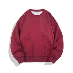 Sweat-shirt décontracté d'hiver pour homme 100 % coton, haute couture, avec strass, motif uni, imperméable et coupe-vent - Product Image 2