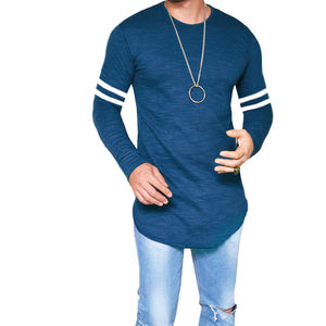 Camiseta de gimnasio para hombre, camiseta de manga larga con dobladillo curvo y musculoso, camiseta informal con servicio de impresión personalizado - Product Image 4