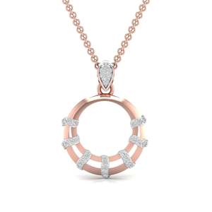 Delicado colgante circular apilable con diamante de laboratorio redondo de 0.16 ct, color E-F, VVS-VS, diamante cultivado en laboratorio en oro de 14K, para uso diario, ideal para regalo. - Product Image 2