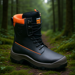 Botas de Seguridad Forestales NoRisk S3 SRC EN20345/EN17249 de Cuero Negro/Naranja, Talla 42, para Equipo de Supervivencia al Aire Libre - Product Image 3