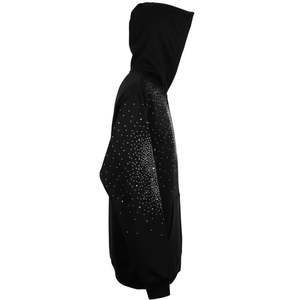 Mens Rhinestone <b>Zip</b> Up <b>Hoodie</b> <b>Black</b> Sparkle Crystal Studded Streetwear Hooded Sweatshirt Casual Statement Outerwear - Product Image 5
