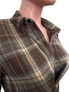 Camisas Vintage a Cuadros con Cuello <span class=keywords><strong>en</strong></span> V para <span class=keywords><strong>Mujer</strong></span>, Blusa Holgada con Mangas Largas y Abertura Lateral, Estilo Patchwork, Moda Otoño 2026 - Product Image 4
