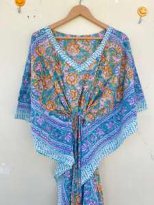 100% caftán de algodón con diseño Floral indio, cubierta de Bikini de playa informal larga para mamás para verano y otoño, suministro ODM de primavera - Product Image 2