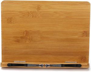 Soporte de bambú para libros, wishacc, soporte ajustable para libros, bandeja y clips de papel para páginas, escritorio de lectura de libros de cocina, portátil, resistente y ligero - Product Image 4