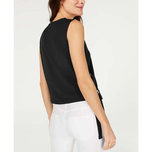 Top Casual Senza Maniche da Donna Michael Kors 0071 Nero con Occhielli Laterali in Tessuto Lavorato a Maglia Taglia Large - Product Image 2