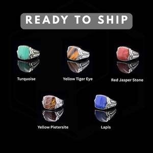 Bague signet éternité pour homme en argent sterling 925 avec pierre naturelle œil de tigre pour mariage ou anniversaire |   OEM - Product Image 5