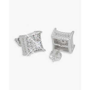 Boucles d'oreilles clous ICECARTEL pour femme en or blanc 14 carats, moissanite taille carrée couleur D VVS avec halo latéral pour mariage - Product Image 5