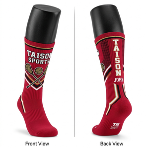 Men's Lacrosse Athletic <b>Socks</b> Premium Polyester Cotton <b>Soft</b> Knit Brown White Contrast Cushioned Custom Sublimation Design Logo - Product Image 2