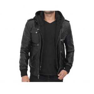 Chaquetas de cuero con capucha para hombre, ropa informal disponible a precio mayorista con el último diseño, ropa de invierno 2023 - Product Image 4