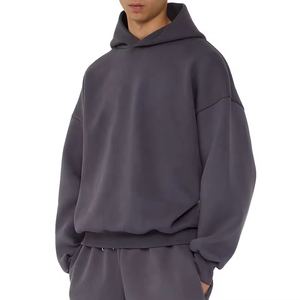 OEM ODM Plain Custom Fleece 500gsm Heavyweight Pullover Hoodies 100% Cotton Dropped Shoulders Oversized Men's Boxy Hoodie - Product Image 2