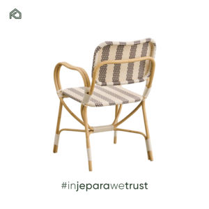 Chaise en rotin d'aluminium de style français moderne pour l'extérieur, avec accoudoirs, couleur café douce, jardin, patio, bistrot, salle à manger, appartement, imperméable - Product Image 3