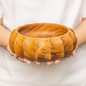 ชามเสิร์ฟอาหารทำจากไม้อะคาเซียทำด้วยมือสไตล์คันทรี่รูปทรงใหม่สำหรับห้องครัวที่มีสไตล์การเสิร์ฟอาหารในวันหยุดเทศกาล - Product Image 3