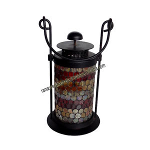 Diseño de mosaico, farol de vela colgante de luz más vendido de té de vidrio y hierro para decoración interior, exterior y restaurante - Product Image 6