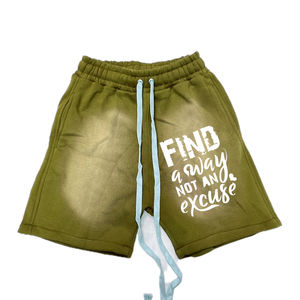 Pantalones cortos de verano lavados con ácido para hombre con serigrafía personalizada, pantalones cortos de sudor de algodón 100% Vintage Sun Fade para hombre adulto, estilo informal sólido - Product Image 2