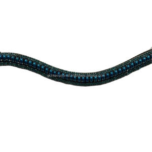 Correa de cuero hecha a mano para cejas de caballo, accesorio con perlas y cristales de 3 filas prémium, combinación ostentosa - Product Image 1