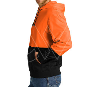 OEM Sudadera con capucha para hombre de la mejor calidad de algodón polar personalizado 2 paneles con capucha estilo de la calle media cremallera sólido liso teñido Uso de invierno - Product Image 3