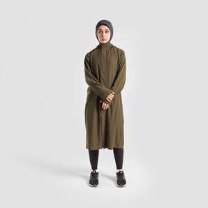 Olive Oversized Protective Cover Top Casual Vintage Western Style Loose XL Fit Polyester Button for Spring Summer Autumn Outings - Product Image 2