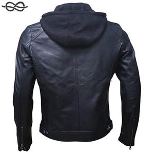 Meilleure vente Veste de moto en cuir d'agneau véritable pour hommes, col montant élégant, vêtements d'extérieur noirs durables pour les motards - Product Image 2