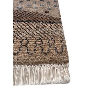 Tapis en laine et soie de bambou noué à la main Freedom Manchaha, design géométrique rectangulaire, couleur ivoire, pour la maison, le salon, le couloir - Product Image 4