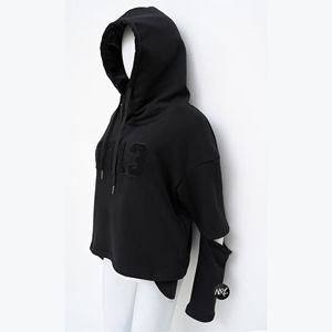 High Street Durable 100% Coton Crop Hoodie DST Coupe Manches Chenille Broderie Unique Personnalisé Respirant Hiver À Capuche - Product Image 6