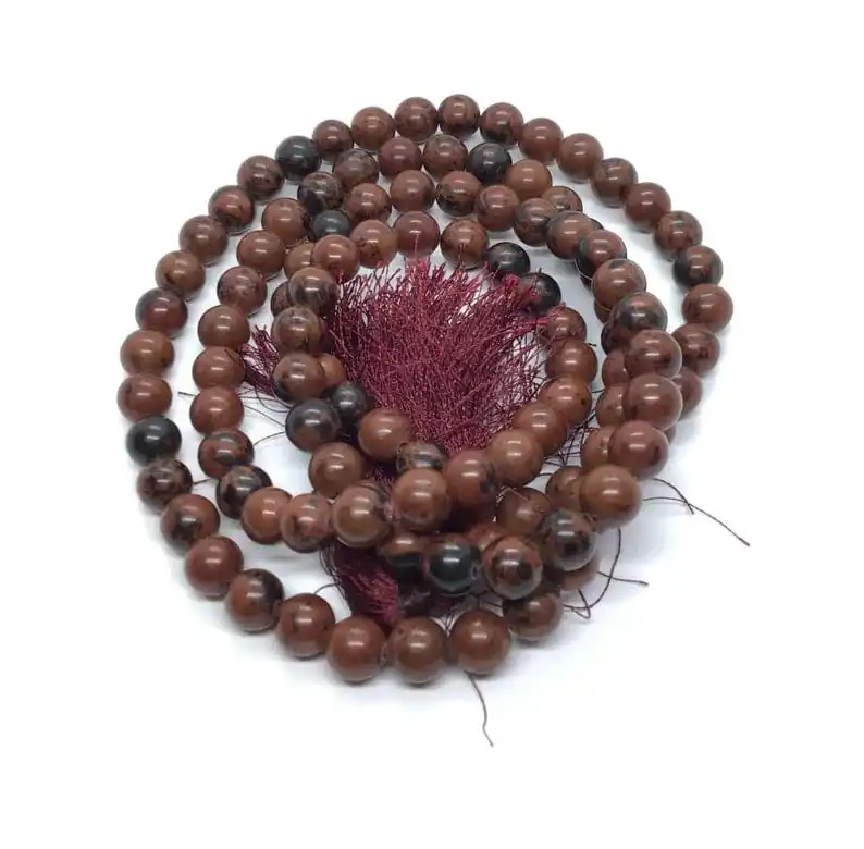 Mogano naturale ossidiana Jap Mala 108 perline 8 mm Mala aiuta a guadagnare poteri psichici energia guarigione preghiera Yoga meditazione: