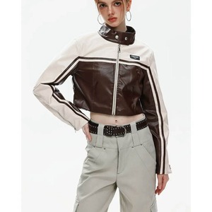 Veste en cuir coupe ajustée pour femmes avec col montant 100% veste en cuir véritable en peau de mouton veste en cuir véritable pour femmes - Product Image 3
