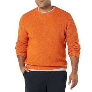 Pull tricoté à manches longues de couleur orange vêtements pour hommes pulls en tricot laine matériel personnalisé chandails respirants à col rond - Product Image 3