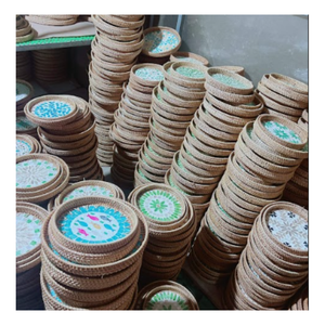 ถาดหวายและไม้ไผ่ทำด้วยมือฝังมุกหรูหราสำหรับตกแต่งบ้านที่ทันสมัย - Product Image 4