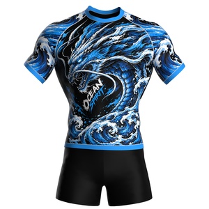 Maillot de compression BJJ unisexe premium, manches courtes, polyester et élasthanne, respirant, séchage rapide, antibactérien, UPF50+, vêtements d'entraînement - Product Image 4