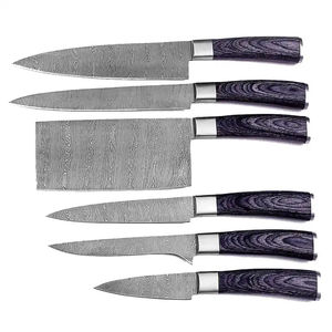 Juego de Cuchillos Profesionales Burraq, Hechos a Mano en Acero al Carbono, 6 Piezas, Colección Personalizada, Mango de Madera, Ambidiestros, Modernos y Ecológicos - Product Image 1