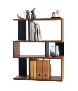 Living Room Furniture 3-Layer <b>Solid</b> <b>Wood</b> Metal Display <b>Bookcase</b> Bookshelf - Product Image 2