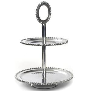 Soporte para servir pasteles con diseño de lunares en acabado plateado para decoración de mesas de hotel, accesorios para bodas y fiestas. - Product Image 1