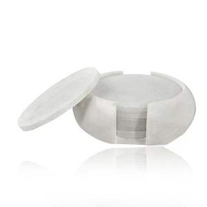 Trendy handi holder Elegant Classic White <b>Marble</b> <b>Coaster</b> Set Artistic round Drinkware with New Mat and Pad Holder Home Decor - Product Image 1