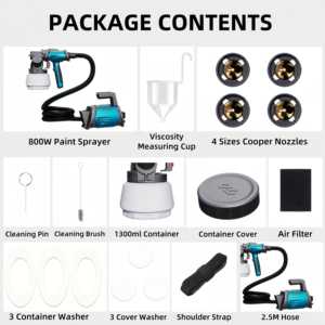 Pistolet à peinture électrique portable TILSWALL 800W HVLP, réservoir de 1300 ml, 4 buses, 3 modes de pulvérisation, peinture DIY pour la maison et les meubles - Product Image 2