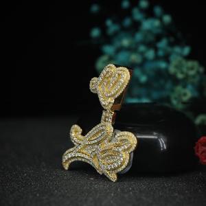 Colgante Personalizado con Nombre y Logotipo de Hip Hop, con Diamantes de Imitación VVS Moissanite, Corte Brillante Redondo, Pasa el Test de Diamantes, Joyería de Plata 925 - Product Image 4