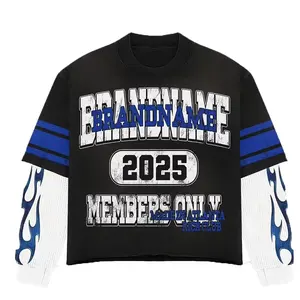 OEM personalizado impreso hombres Casual doble manga camisetas 100% algodón doble manga larga Camiseta de gran tamaño - Product Image 5