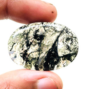 Pendientes de Cabujón de Ágata Musgosa Natural Hechos a Mano, de Alta Calidad, Formas Mixtas de 20-30mm, Gemas Sueltas Semipreciosas Certificadas por Terceros - Product Image 2