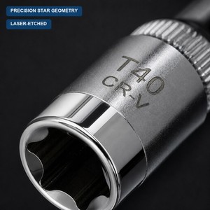 13-teiliges Torx-Bit-Steckschlüssels atz T8-T70 1/4 3/8-& 1/2 Antriebs schlüssel CRV-Stern buchsen Chrom für PKW LKW Elektro werkzeug zubehör - Product Image 5