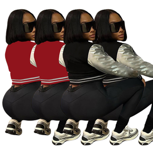 Otoño Invierno mujer ropa personalizada Chenille parches Letterman chaquetas manga larga abrigos cuero Varsity chaqueta de béisbol para mujer - Product Image 4