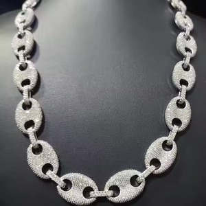 Chaîne à maillons cubains en argent unisexe de luxe Trendy D Color VVS Studded Diamond Tester Check Moissanite for Wedding Gifts - Product Image 1