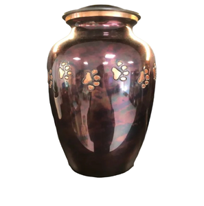 โกศใส่ศพสำหรับงานศพสัตว์เลี้ยงสีดำพิมพ์รูปอุ้งเท้าโลหะโกศใส่ศพทำจากทองเหลือง - Product Image 6