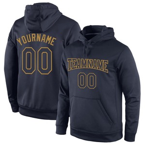 Vente en gros Livraison directe Sweat-shirt à capuche de sport cousu sur mesure Navy-Old Gold - Product Image 1