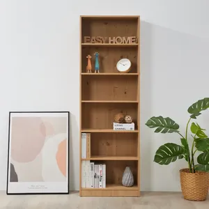 Free Standing 6 Tier Mid-Century Rustic Modern <b>Bookcase</b> for Living Room Office - Product Image 2