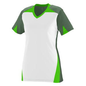 Camiseta informal transpirable de secado rápido con media manga y cuello en V de poliéster 100% para mujer con color y logotipo personalizados - Product Image 3