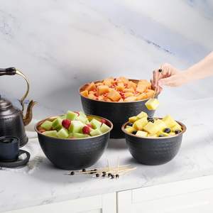 3 Pc Colleta Copper <b>Mixing</b> <b>Bowl</b> - Luxurious Serving <b>Bowl</b> <b>Set</b> - Kitchen Prep <b>Bowls</b> - Hammer Gold - Product Image 5