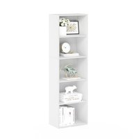 Étagère en bois blanc pour décor à la maison, étagère de rangement en cube de livres, étagère ouverte, bibliothèque étroite à 5 niveaux